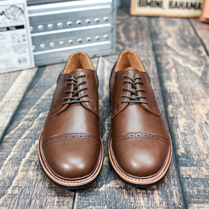 意大利植鞣树膏水染无涂小牛皮低帮皮鞋 复古固特异真皮靴百搭男