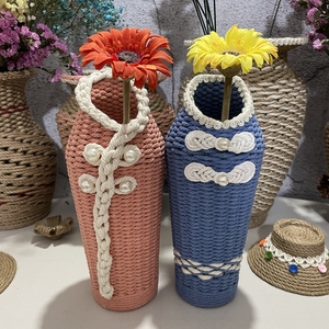麻绳棉绳diy手工编织成品花瓶特色手工艺品