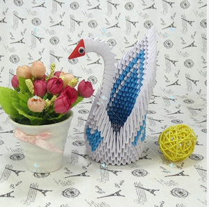 浩博爱心天鹅创意diy礼品学校手工课作业三角插折纸半成品热销