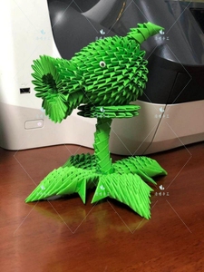 浩博手工豌豆射手学生假期作业毕业设计参赛展览三角插折纸材料包