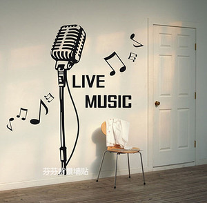 话筒音符墙贴创意麦克风贴纸音乐教室学校琴行背景墙装饰个性贴画