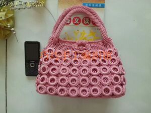 纯色冰丝线圈圈包 手工编织包钩包女包包书包单肩包手拿包手提包