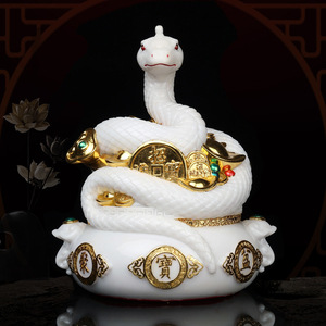 莲慈斋汉白玉蟒先蛇像十二生肖蛇柳莽仙灵蛇佛像真身招财供奉摆件