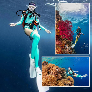 2mm分体潜水服女长筒袜自由潜比基尼泳衣浮潜修身冲浪防晒水母衣