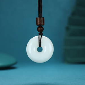 陕西西安蓝田玉平安扣面包圈吊坠男女宝宝闺蜜女友平安扣项链挂坠