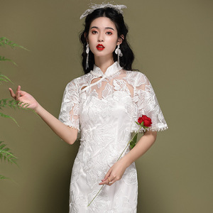 高端中式结婚纱小礼服改良旗袍复古中国风夏季优雅修身少女连衣裙