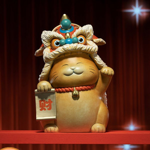 铜师傅醒狮招财猫家居饰品铜工艺品开业乔迁礼品办公桌面创意摆件