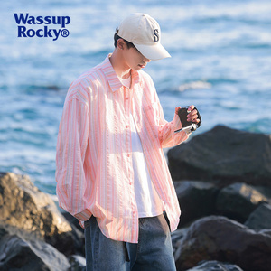 WASSUP防晒皮肤衣长袖衬衫男女夏季旅游沙滩防蚊薄纱宽松休闲衬衣