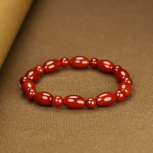 一元拍卖捡漏天然四川凉山柿子红南红玛瑙单圈手链男女玉石手串