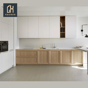 现代木纹北欧拼接全屋整体厨房橱柜定制开放式厨房柜厨柜组合装修