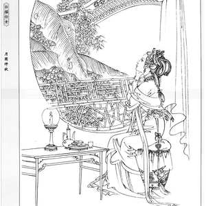 国画工笔画白描底稿仕女人物图 初学者入门勾线临摹工笔画人物