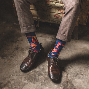 中国风复古花袜子ins潮流中筒女出口欧美男朋友礼物西装绅士棉袜