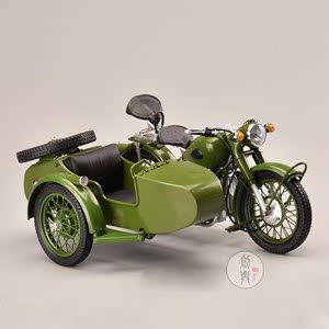 原厂1:10 长江750三轮跨子绿 三轮挎斗摩托车模型 合金车模 摆件