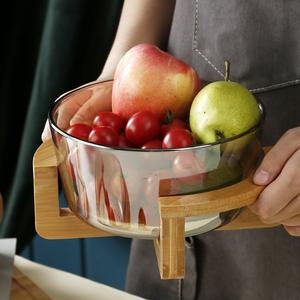 水果捞碗展示木架底座耐热玻璃水果盘沙拉碗自助玻璃碗冰镇桶轻奢