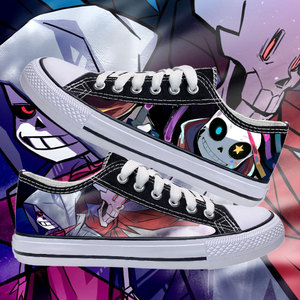 传说之下sans图案男孩鞋子春秋低帮帆布鞋周边涂鸦潮流中学生板鞋