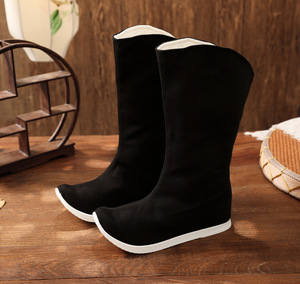 春秋汉鞋子新款古风男汉服靴子武侠风古代明宋制官靴内增高皂靴子