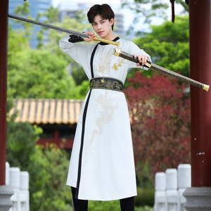原创汉服男款锦衣卫古风唐制白色圆领袍侍卫服飞鱼服中国风古装秋
