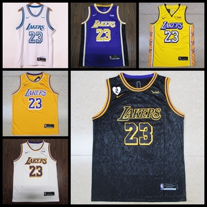湖人队23号詹姆斯球衣篮球服3号戴维斯城市版刺绣球迷版黄紫白黑