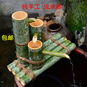 竹筒流水器农家自制鱼缸水槽流水摆件循环增氧过滤器田园特价包邮