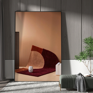 卧室墙角地毯大幅落地画现代轻奢客厅装饰画竖版玄关背景抽象挂画