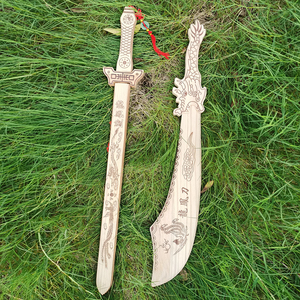 儿童刀剑玩具男孩木剑木刀兵器竹制青龙宝剑武器木制道具未开刃