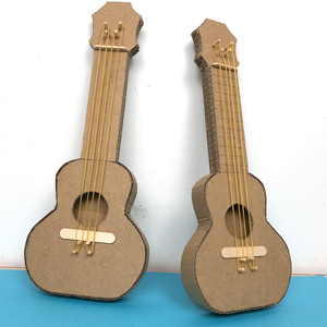 diy废物利用环保纸箱变废为宝手工制作乐器吉他幼儿园自制玩教具