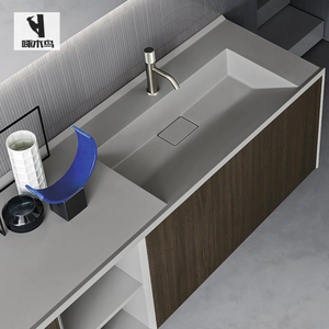 灰色隐形下水一体盆1米1 2 3 4 5 6 洗手洗脸盆柜洗漱台浴室柜