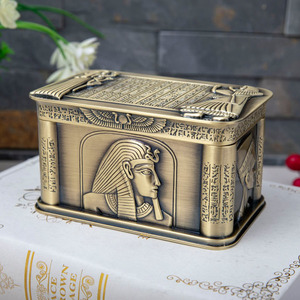 古埃及法老创意首饰盒珠宝盒高档复古金属公主饰品收纳盒礼品盒大