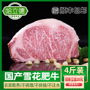 清真国产雪花牛肉肥牛块新鲜原切生牛肉家庭烤肉食材牛排火锅商用