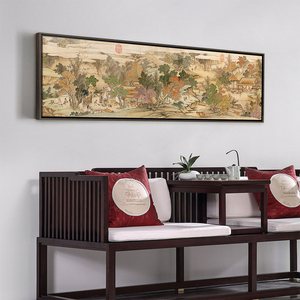 新中式纯手绘油画秋天森林印象风景客厅卧室茶室横版壁挂画装饰画