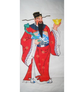 00天翊水晶淘宝文财神比干画像国画挂画佛堂客厅财神爷风水招财武