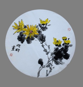 纯手绘国画小品圆扇花鸟画团扇画心书房茶室餐厅装饰字画中式画4