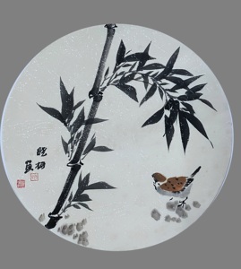 纯手绘国画小品圆扇花鸟画团扇画心书房茶室餐厅装饰字画中式画8