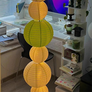 蘑菇小匠氛围落地灯卧室书房飘窗台DIY纸灯笼葫芦造型圆球灯柱