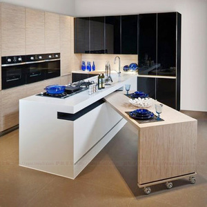 厨房岛台 移动 开放式操作台带移动餐桌 时尚多功能厨房料理桌台