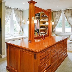 美式中岛柜 衣帽间大尺寸中岛台 带镜子中岛 妆台中岛一体柜 首饰