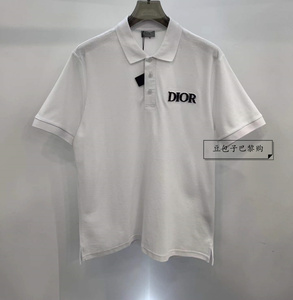 dior/迪奥 22春夏 胸口字母刺绣logo纯色休闲翻领短袖polo衫上衣
