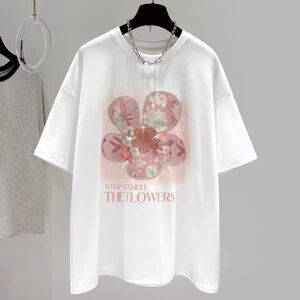 zw欧货 24年夏卓娃原版 设计国风刺绣花朵宽松休闲女短袖T恤流行