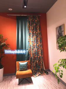 进口布多彩色猴子设计师推荐款蓝色棉系列客厅卧室餐厅遮光窗帘
