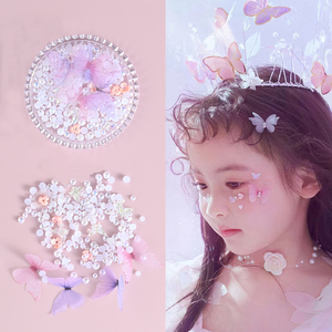 面部贴饰妆面贴花舞台化妆六一儿童妆容亮钻眼角泪钻珍珠蝴蝶脸贴