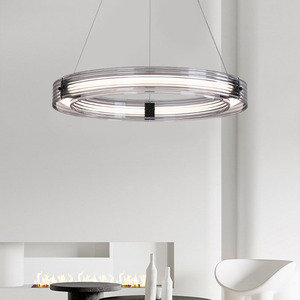 极简意式客厅玻璃圆环吊灯现代简约创意艺术LED高档样板间大吊灯