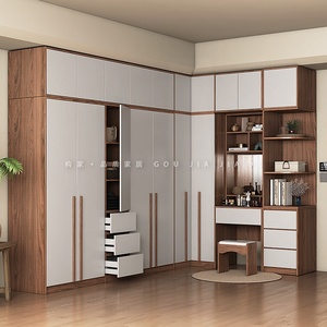 北欧衣柜现代简约L型转角经济型柜子小户型家用卧室实木质大衣橱