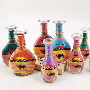 敦煌特色手工制作沙画瓶沙瓶画五色沙彩砂办公桌面摆件旅游纪念品