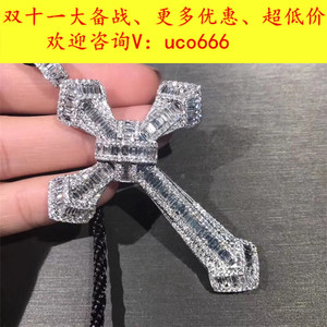 卡地亚十字架项链18k白金玫瑰金满钻大小号男女情侣项链 毛衣链