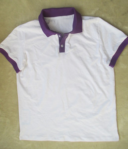 夏季新款 棉质白色紫色领子短袖T恤POLO衫 中小学生校服上衣同款