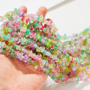 天然水晶七色爆花水晶碎石半成品80cm手串手链原料装饰挂件