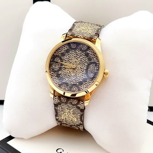 正品代购 gucci/古驰手表女潮流金色小蜜蜂印花经典腕表ya1264068