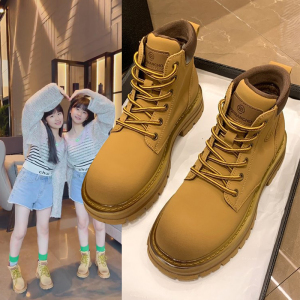 一一丫丫同款衣服高帮马丁靴女2022春秋季新款松糕厚底短靴女鞋子