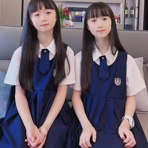 布丁糖糖同款衣服2022春新款女儿童套装衬衫背带裙一一丫丫jk制服