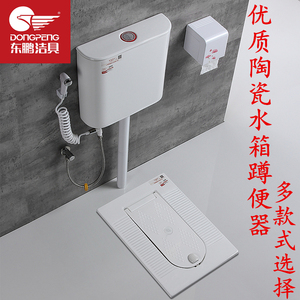 东鹏蹲便器带盖板家用蹲坑式蹲厕陶瓷水箱套装防臭便盆大便器便池